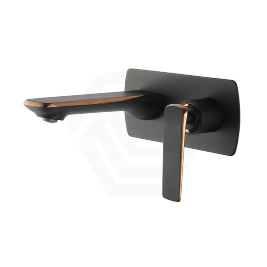 Norico Esperia Matt Black & Rose Gold Solid Brass Wall Mixer With Spout For Bathtubs Multi-Colour