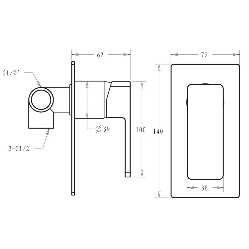 Ikon Ceram Brass Brushed Nickel Shower/Bath Wall Mixer Mixers