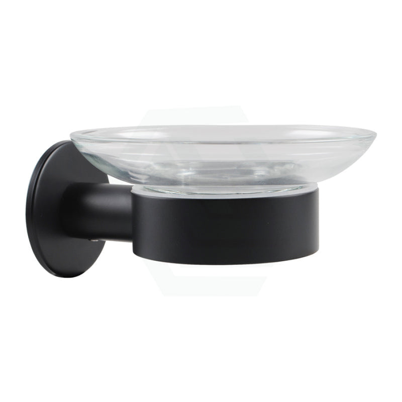 Zevi Self Adhesive Matt Black Glass Soap Dish Holder Wall Mounted Drill Free